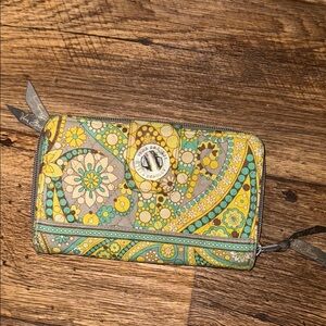 Vera Bradley Yellow and Green Wallet Vibrant Design
